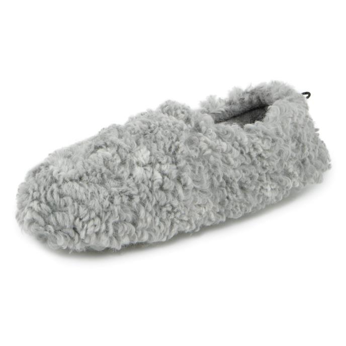 totes Ladies Faux Fur Full Back Slippers Grey Extra Image 3